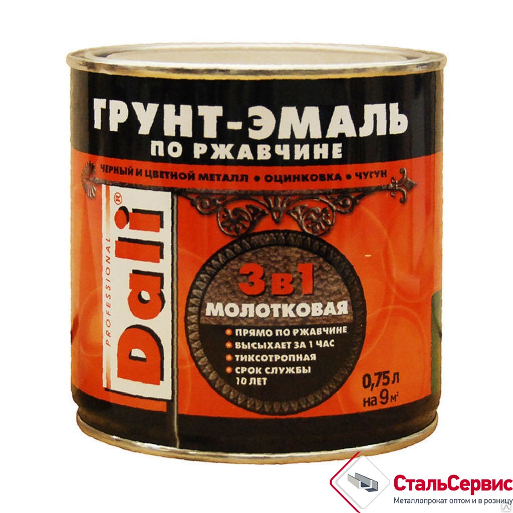 Эмаль молотковая DALI черная 0,75л.
